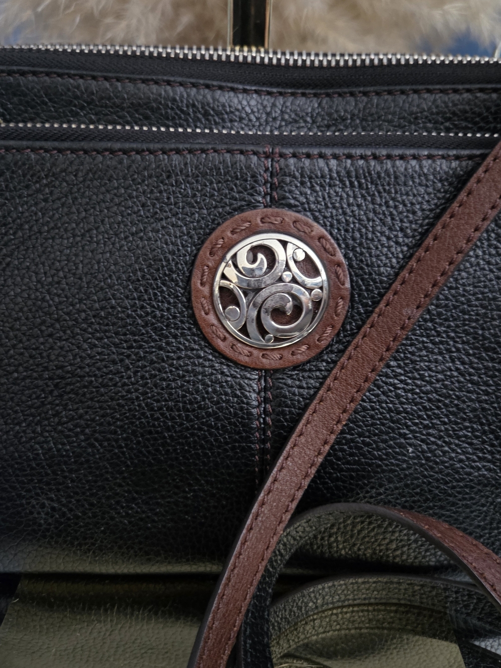 LOW START Brighton Black Leather Wallet Crossbody Organizer Bag Silver Medallion - Picture 14 of 16